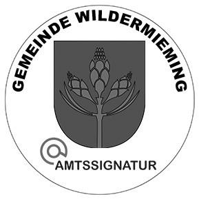 Amtssignatur Schwarz/Weiss - Wildermieming Wappen mit Hinweis auf Amtssignatur
