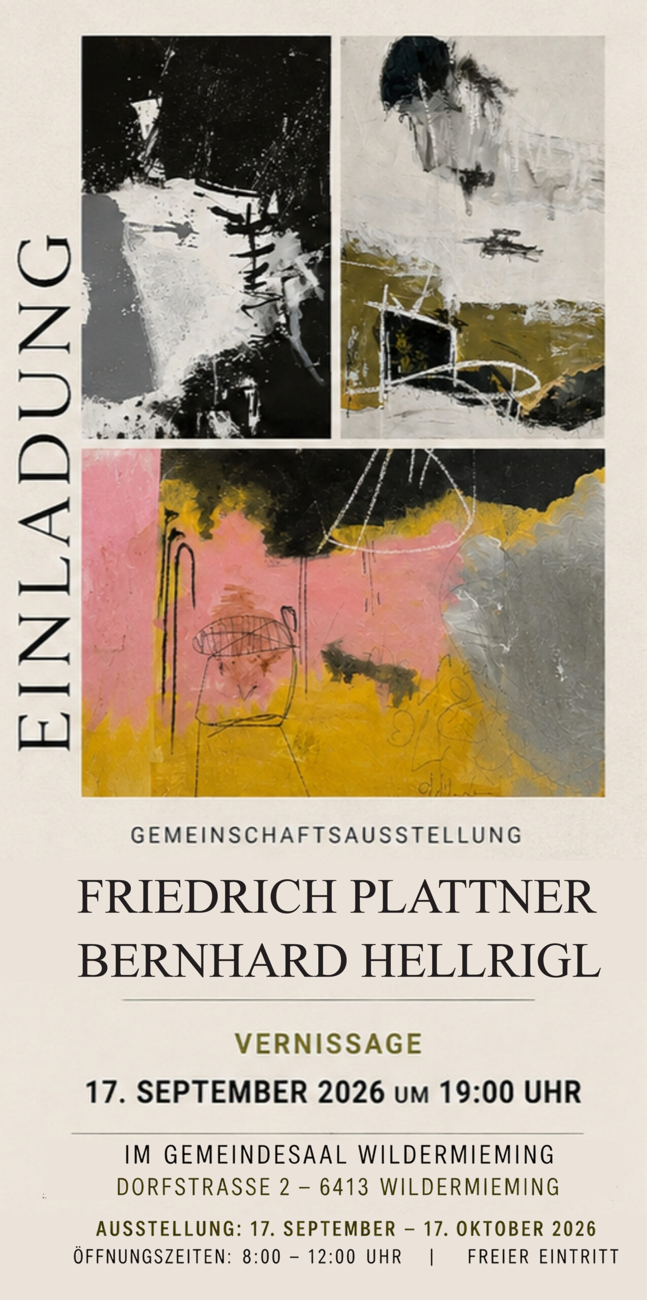 Einladung Vernissage - Friedrich Plattner-Bernhard Hellrigl